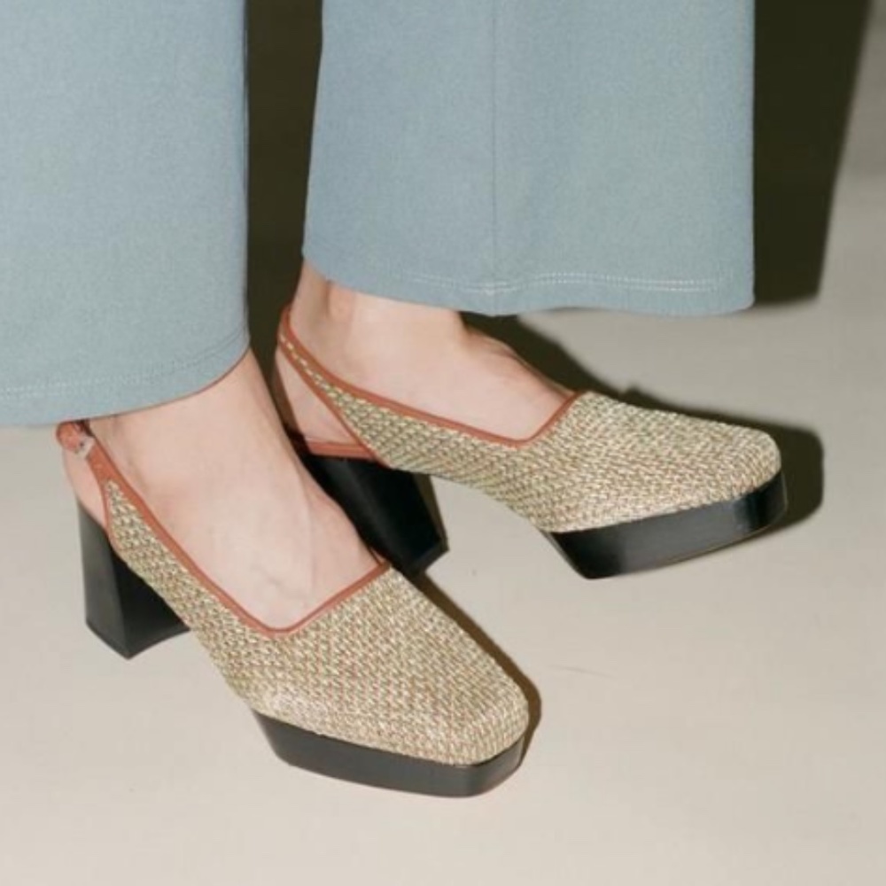 NWOB Square Toe Maryam Nassir Zadeh Woven Slingbacks